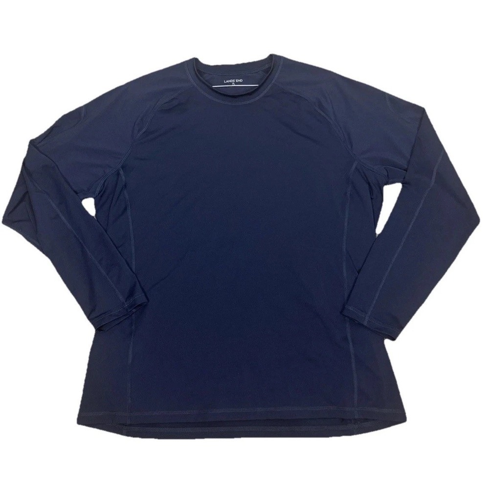 Lands End Navy Blue Long Sleeve Rash Guard Swim Shirt Men's XL Beach  Water Park